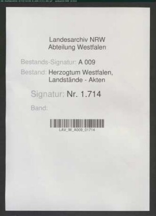 Witwe Honcamp ./. Erben Honcamp bzw. Landstände des Herzogtums Westfalen wegen rückständiger Schatzungsgelder