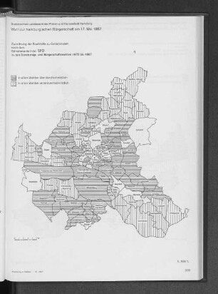 Zuordnung der Stadtteile zu Gebietstypen nach dem Stimmenanteil der SPD in den Bundestags- und Bürgerschaftswahlen 1970 bis 1987