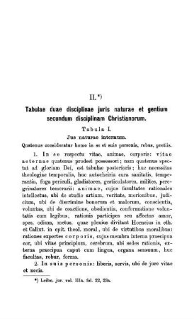 II. Tabulae duae disciplinae juris naturae et gentium secundum disciplinam Christianorum
