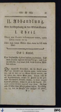 II. Abhandlung. Von der Ergebung in den Willen Gottes.