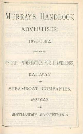 Murray's Handbook Advertiser, 1891-1892