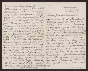 Schreiben an Hermann Muthesius (Brief)