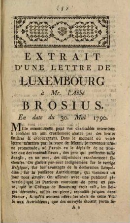 Lettres De Luxembourg À L'Abbé Brosius, Avec Sa Réponse En date du 6. Juin 1790