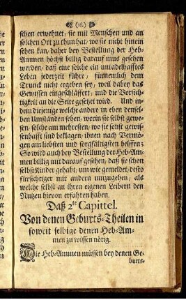 Daß 2te Capittel. Von denen Geburts-Theilen in soweit selbige denen Heb-Ammen zu wissen nötig.