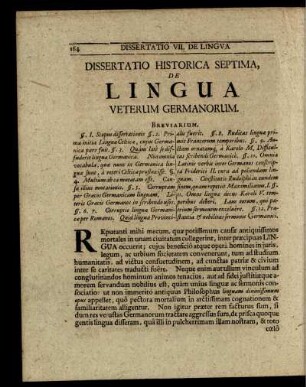 Dissertatio Historica Septima, de Lingua Veterum Germanorum.