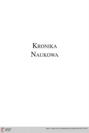 Kronika Naukowa