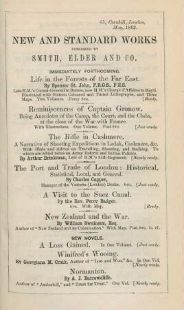 New and standard works published by Smith, Elder and Co
