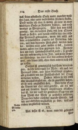 XX. Rechte Meynungen. - XXVI. Mäßige Leibespflege.
