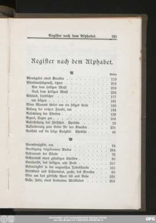 Register nach dem Alphabet.
