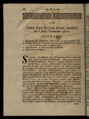562-569, § III. Eadem Papae Ecclesiam docentis infallibilitas e sacris Canonibus asserta