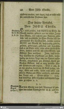 Der dritte Artickel. Von Jesu Christo