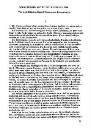 Gewaltkriminalität und Rechtspolitik