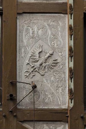 Gefachfeld mit Ornamentik und Wappen mit preußischem Adler