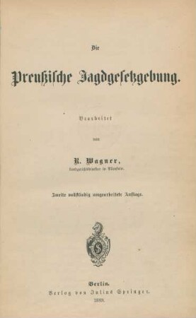 Die Preußische Jagdgesetzgebung