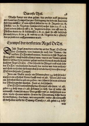 Exempel der verkerten Regel De Tri.
