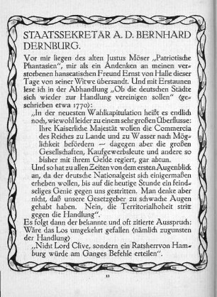 Staatssekretär a.D. Bernhard Dernburg.