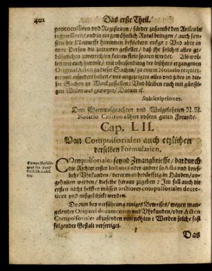 Cap. LII. Von Compulsorialen auch etzlichen derselben Formularien.