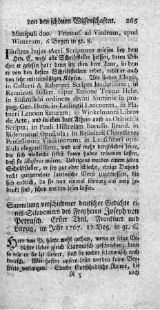 Sammlung verschiedener deutscher Gedichte eines Sclavoniers des Freyherrn Joseph von Petrasch.