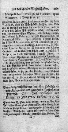 Sammlung verschiedener deutscher Gedichte eines Sclavoniers des Freyherrn Joseph von Petrasch.