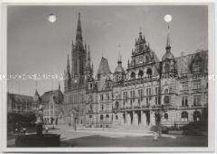 Wiesbaden, Rathaus, Markt und Oberlyzeum (Höhere Töchterschule)