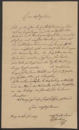 Kaspar Maria Graf von Sternberg, Brief