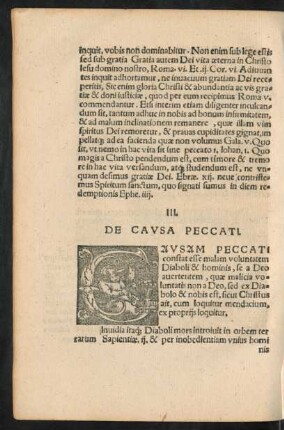III. De Causa Peccati.