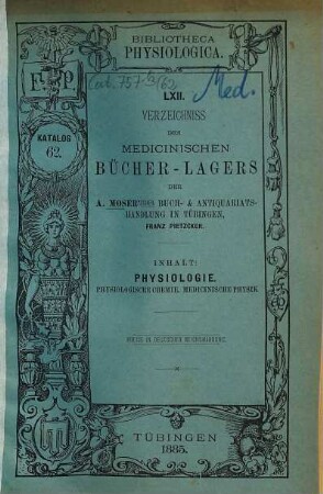 Katalog. 62. 1885