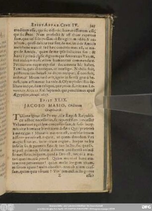 Epist. XLIX. Iacobo Masio, Ordinum Graphiario.