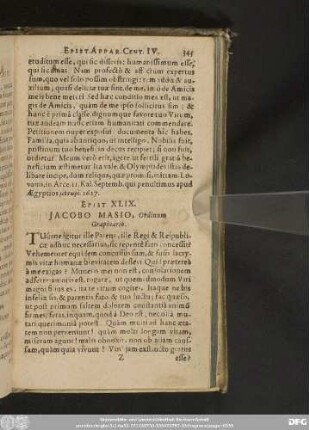 Epist. XLIX. Iacobo Masio, Ordinum Graphiario.