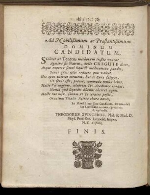 Ad Nobilissimum ac Præstantissimum Dominum Candidatum,