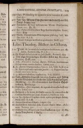 Libri Theolog. Histor. in Octavo.