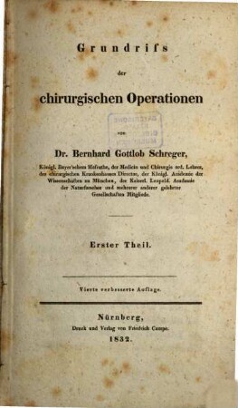 Grundriß der chirurgischen Operationen, 1