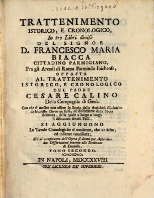 Trattenimento Istorico, E Cronologico : In tre Libri diviso, 2