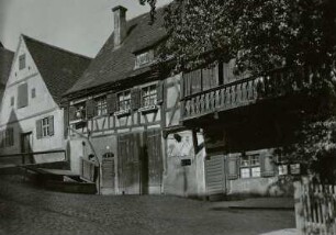 Dinkelsbühl, Fachwerkhäuser : Dinkelsbühl. Fachwerkhäuser (Galerie mit Bretterbalustrade)