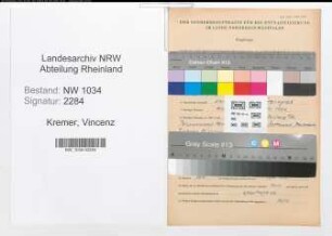 Entnazifizierung Vincenz Kremer , geb. 19.07.1908 (Oberleutnant)