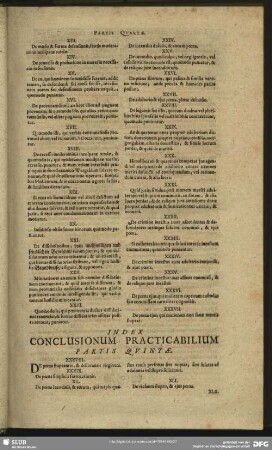 Index Conclusionum Practicabilium Partis Quintae