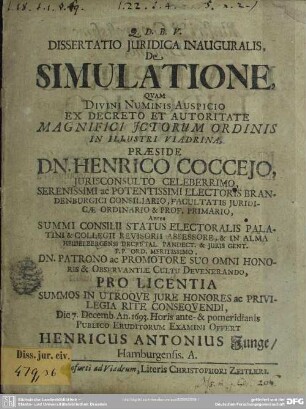 Dissertatio Juridica Inauguralis, De Simulatione