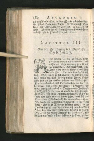Capittel III. Von der Zurechnung des Verdiensts Christi.