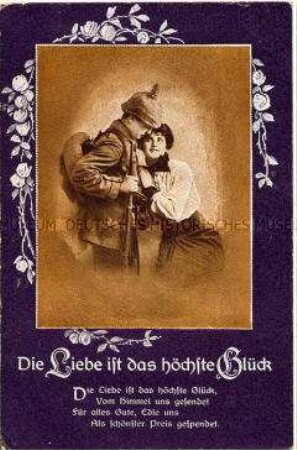 Postkarte mit Soldaten-Liebesmotiv und Vers