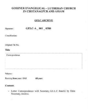 Correspondence from Ilaka Amlesa