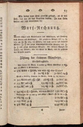 Wurf-Rechnung.