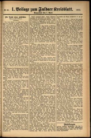 Zweite Ausgabe vom Samstag, den 07. April 1900.
