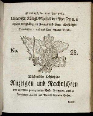 No. 28. Montags, den 12ten July 1779.