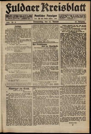 Ausgabe vom Donnerstag, den 15. Januar 1920.