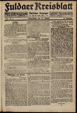 Ausgabe vom Donnerstag, den 15. Januar 1920.
