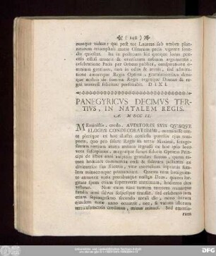 Panegyricus Decimus Tertius, In Natalem Regis. A. MDCCIX.