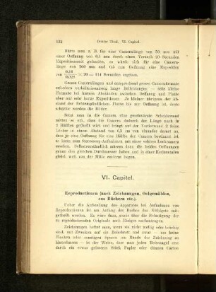 VI. Capitel. Reproduction (nach Zeichnungen, Oelgemälden, aus Büchern etc.).