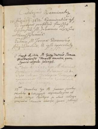 Catalogus Examinato[rum] 1611-1632