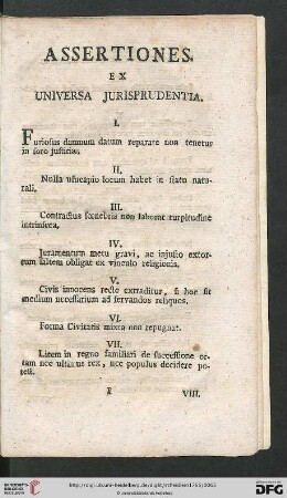 Assertiones. Ex Universa Jurisprudentia
