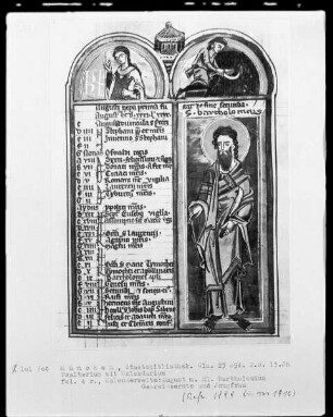 Psalterium mit Kalendarium — Kalenderseite August mit drei Miniaturen, Folio 4recto